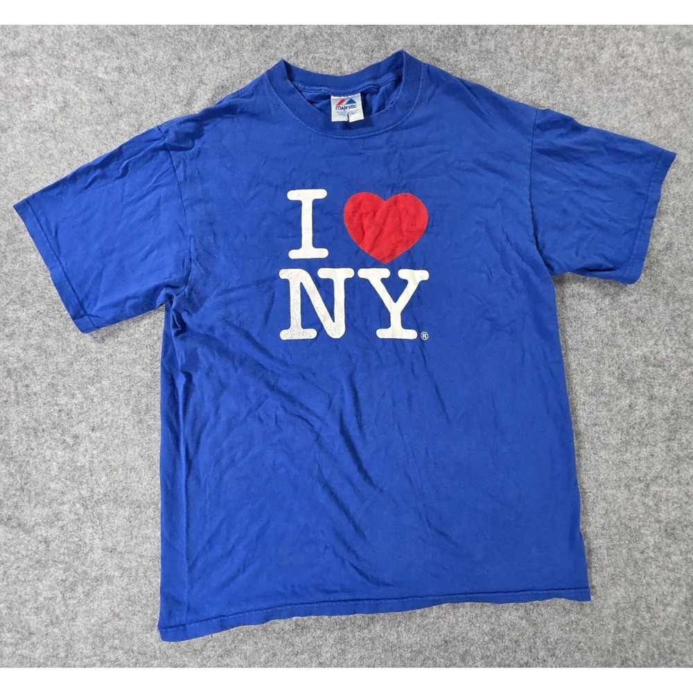 Vintage I Love New York Shirt Heart NY NYC Blue Graphic Tee Y2K VTG Large Mets